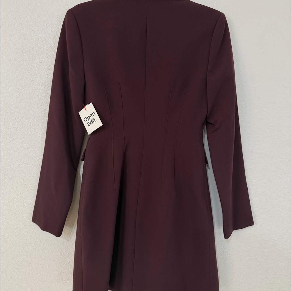 Chic Burgundy Long Blazer by Open Edit - Picture 5 of 7